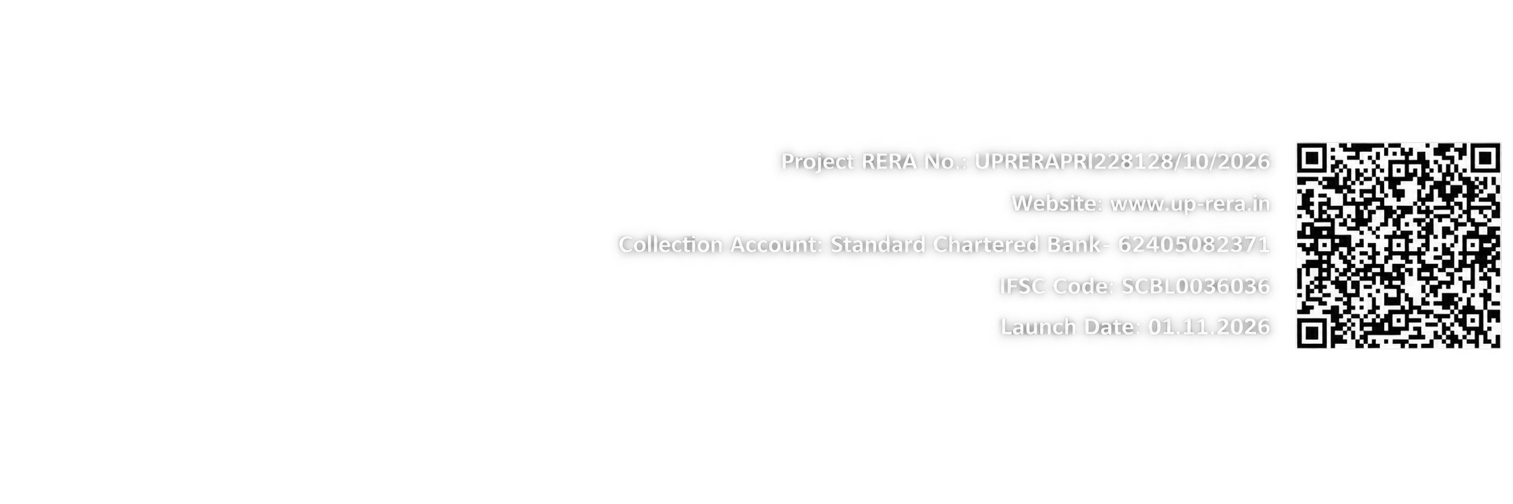 Project RERA No. UPRERAPRJ944123/02/2025 – Collection account details and UP RERA QR code